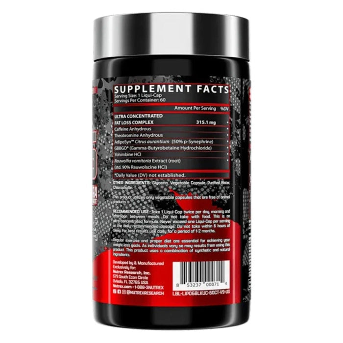 Nutrex Lipo 6 Black UC 60 capsules, Unflavoured