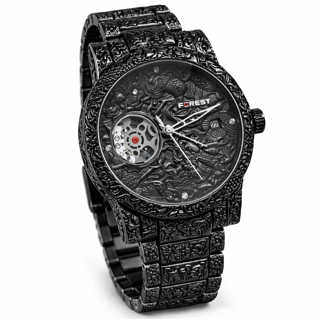 Luxury Forest Wristwatch With Intricate Engravings