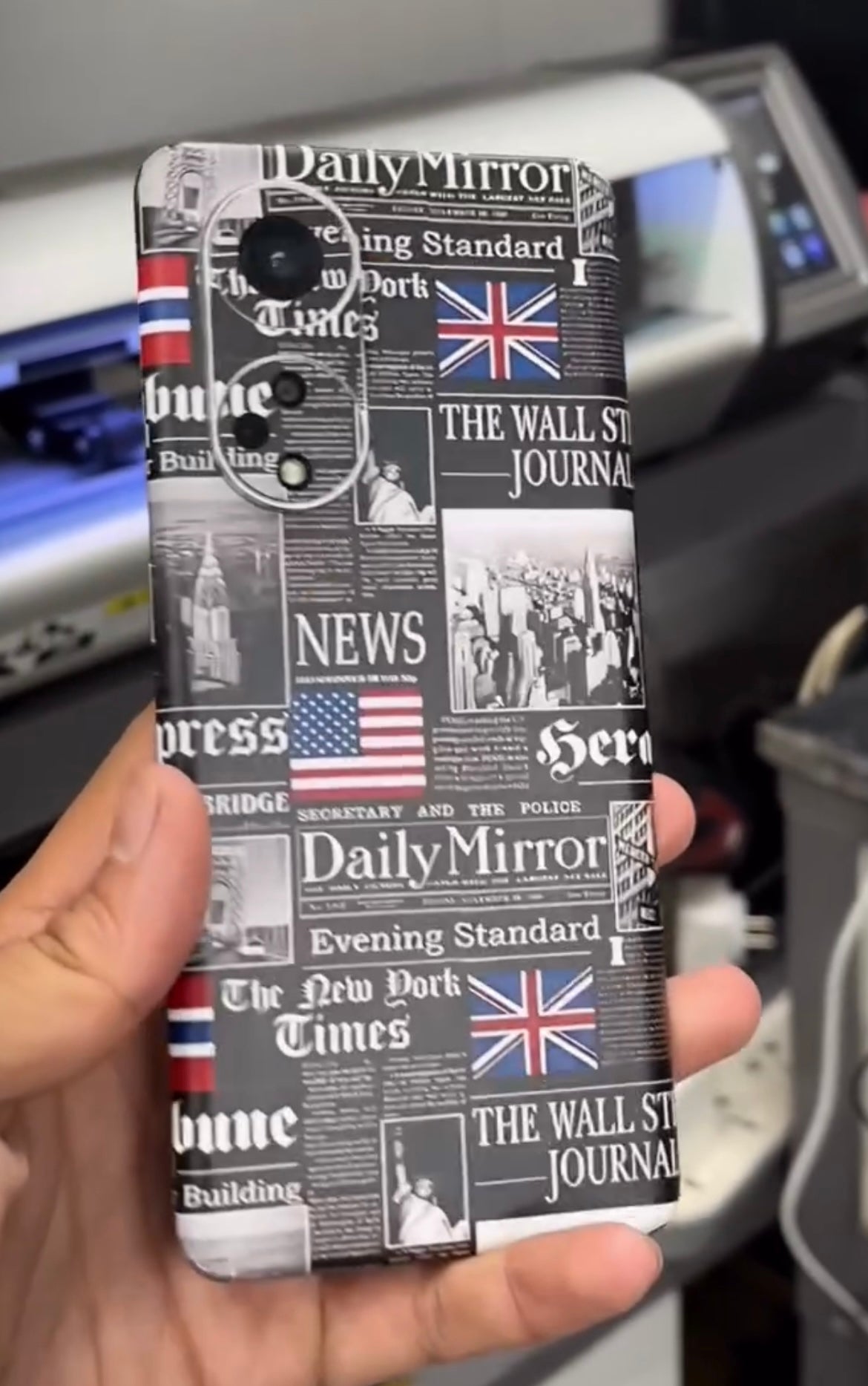 American Newspaper Black Premium Quality Skin For All Model