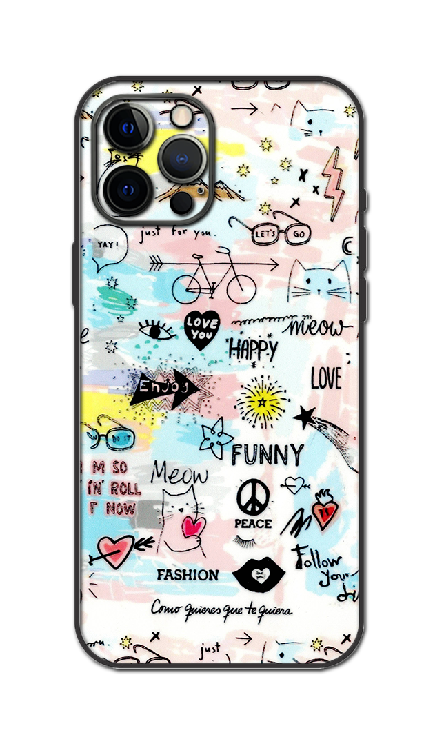 doodle-style design Embossed Quality Skin For All Model