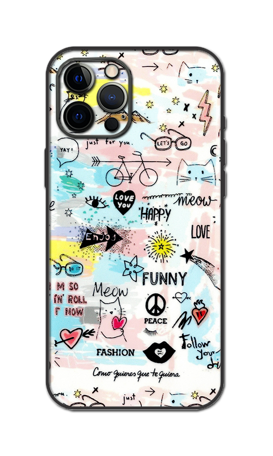 doodle-style design Embossed Quality Skin For All Model