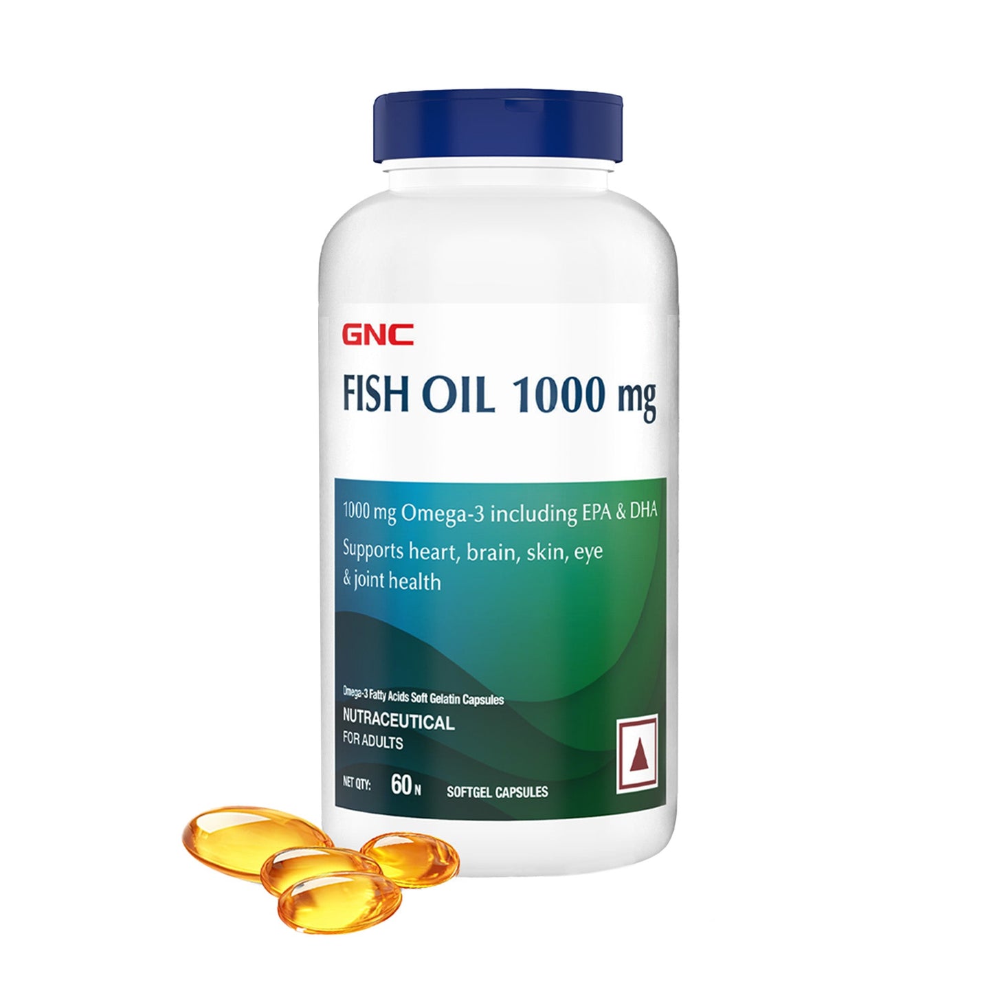 GNC Fish Oil Omega 3 Capsules - 1000mg - 60 Softgels