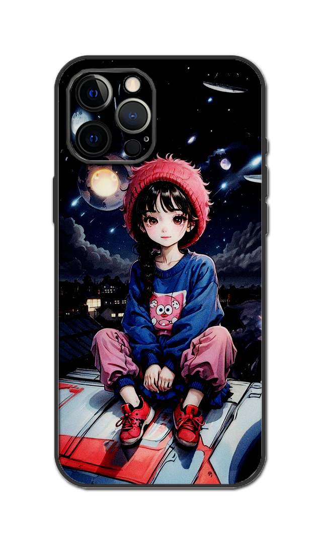 Girl Seating Sky Embossed Quality Skin For All Model