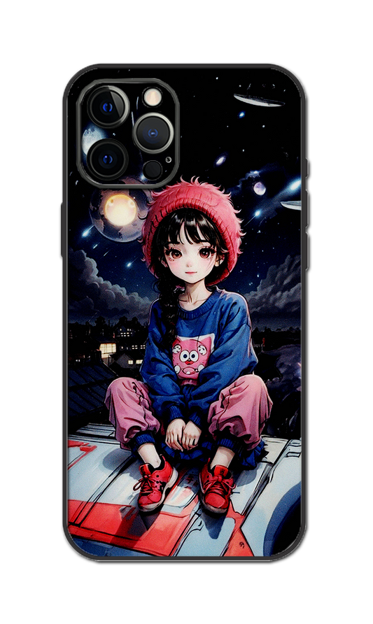 Girl Seating Sky Embossed Quality Skin For All Model