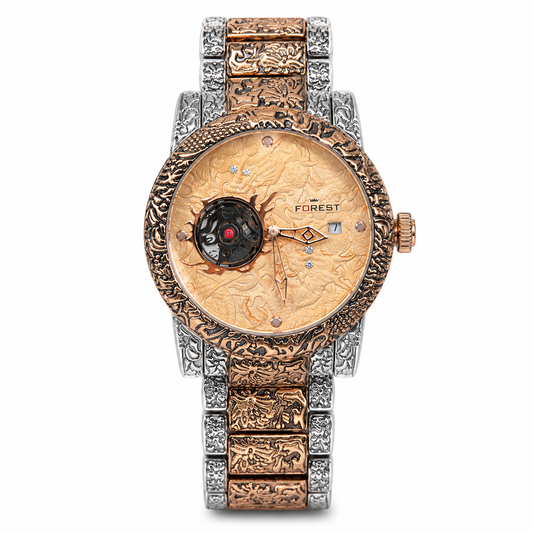 Luxury Forest Wristwatch With Intricate Engravings