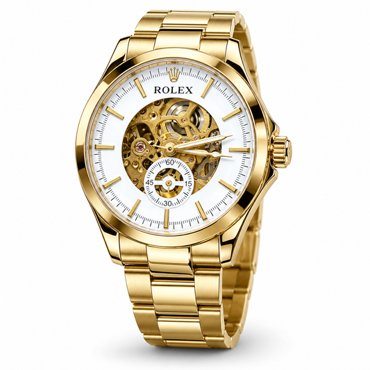 Gold Skeleton Luxury Watch – Automatic Open Heart Dress Watch