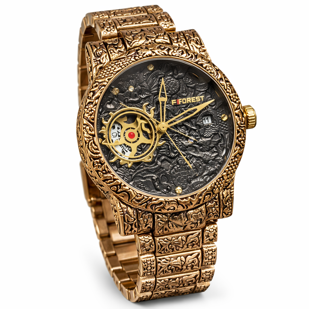 Luxury Forest Wristwatch With Intricate Engravings