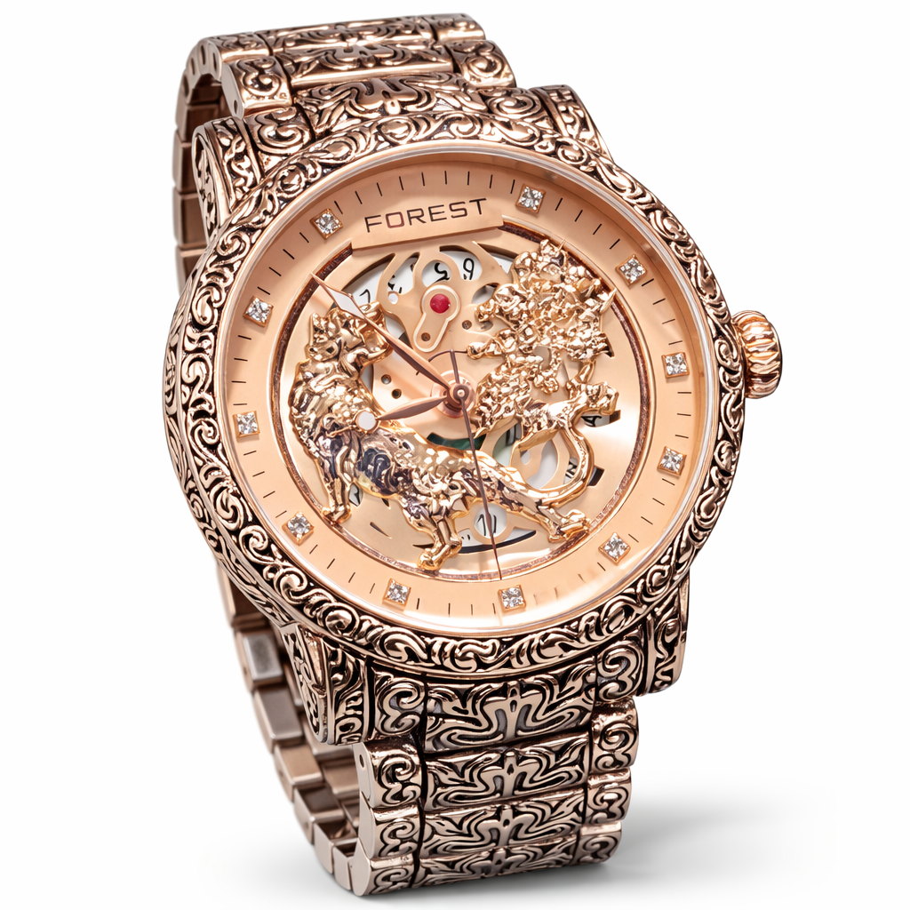 Forest Luxury Lion Curved Men Wrist Watch