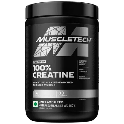 MuscleTech Platinum 100% Creatine Powder (Unflavoured - 250 Gram,83 Serves),