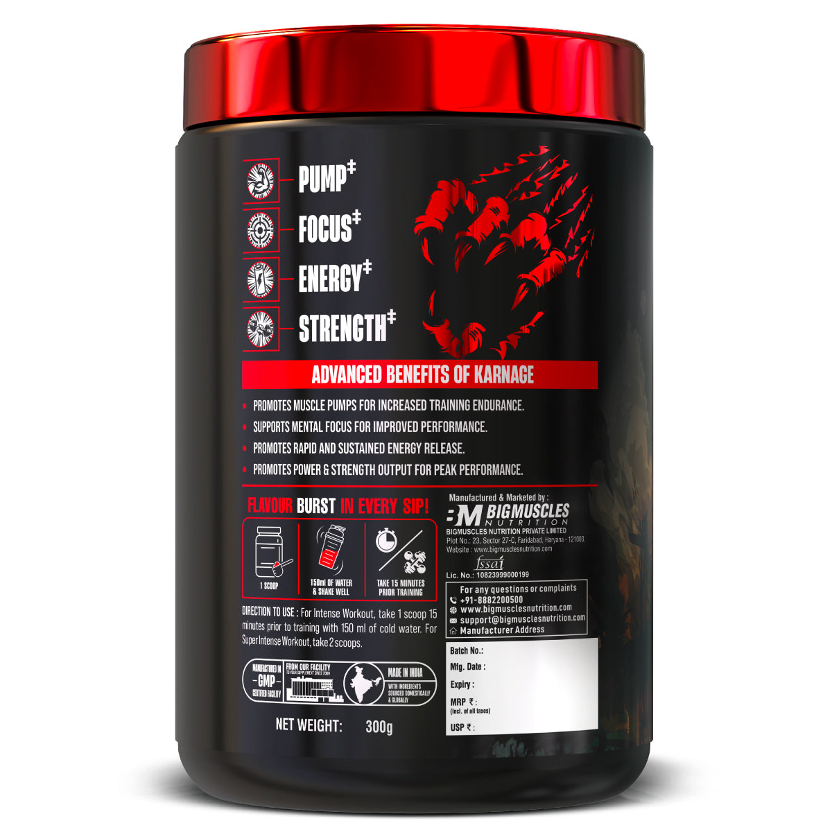 Big Muscle Karnage Red Pre workout 300gm